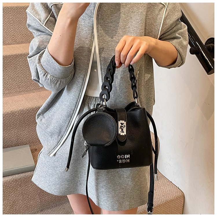 Women's PU Leather Chain Handle Bucket Bag detail 12