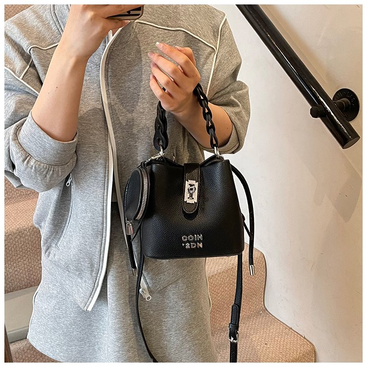 Women's PU Leather Chain Handle Bucket Bag detail 14