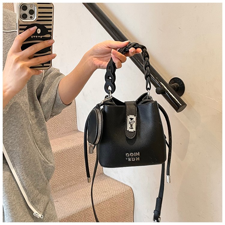 Women's PU Leather Chain Handle Bucket Bag detail 15