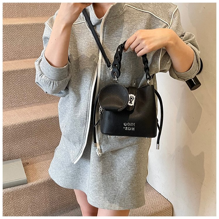 Women's PU Leather Chain Handle Bucket Bag detail 16