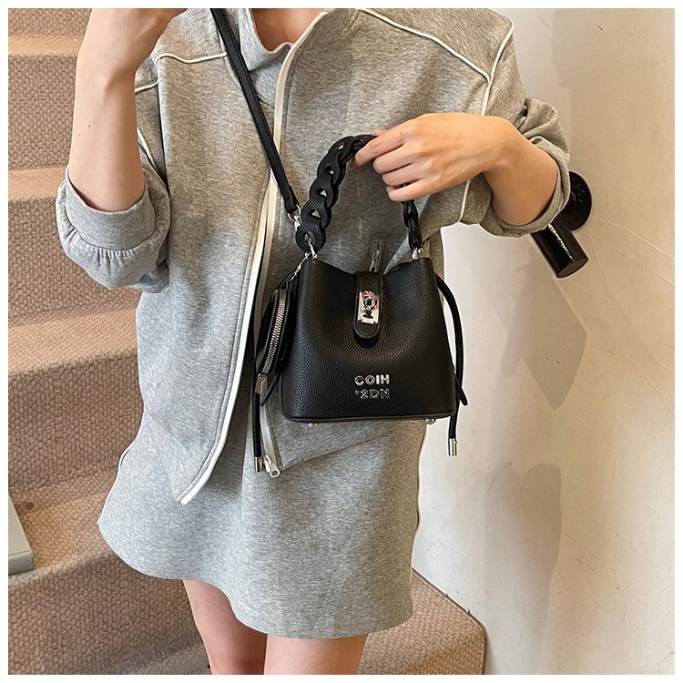 Women's PU Leather Chain Handle Bucket Bag detail 17