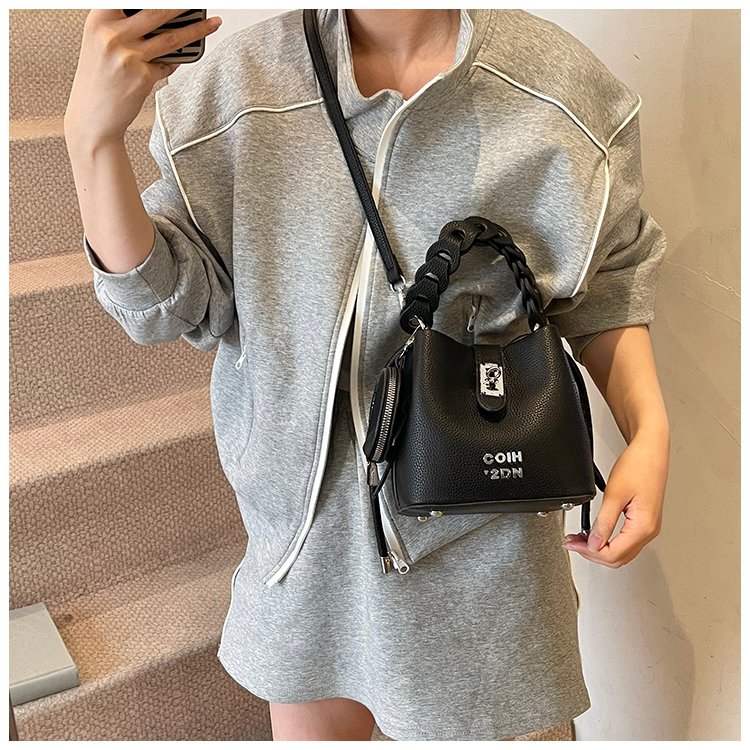 Women's PU Leather Chain Handle Bucket Bag detail 18