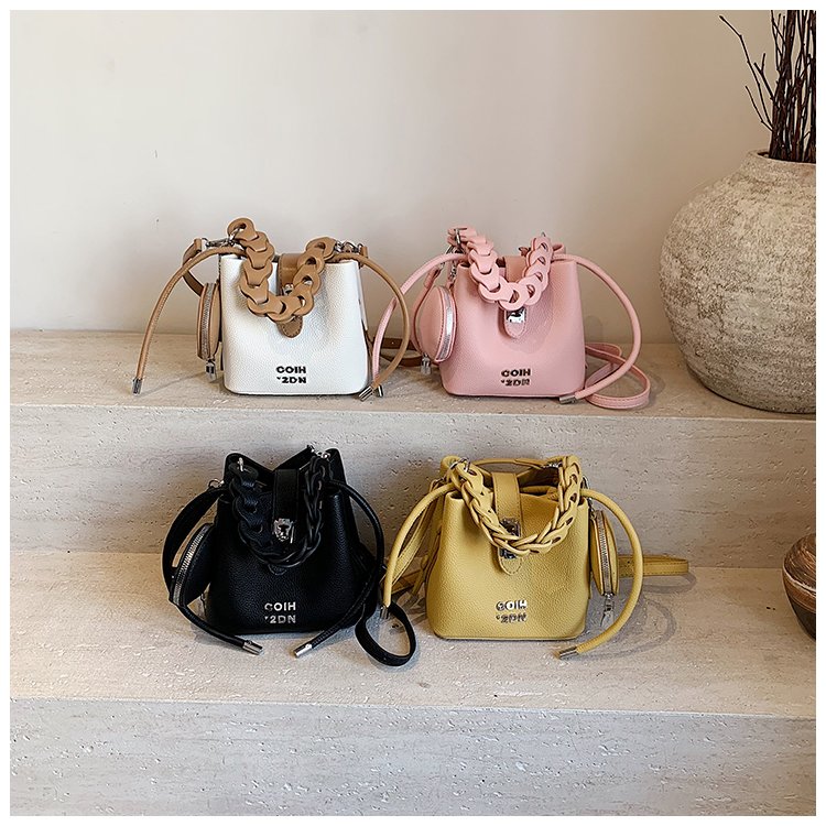 Women's PU Leather Chain Handle Bucket Bag detail 1