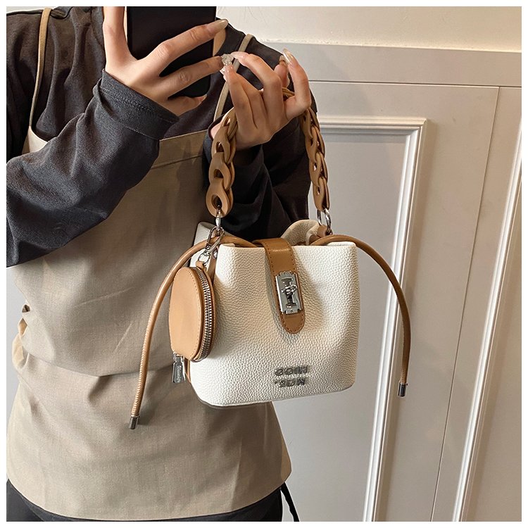 Women's PU Leather Chain Handle Bucket Bag detail 20