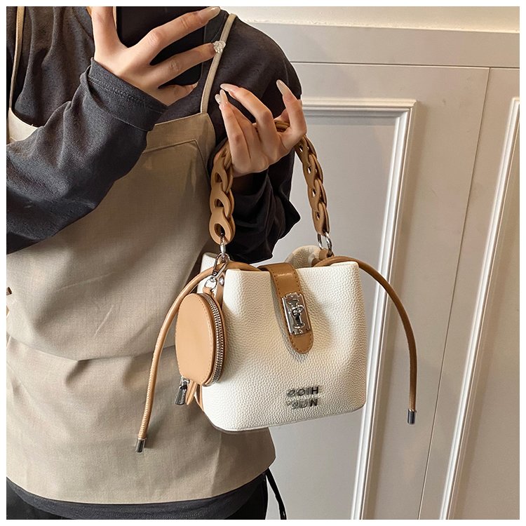 Women's PU Leather Chain Handle Bucket Bag detail 21