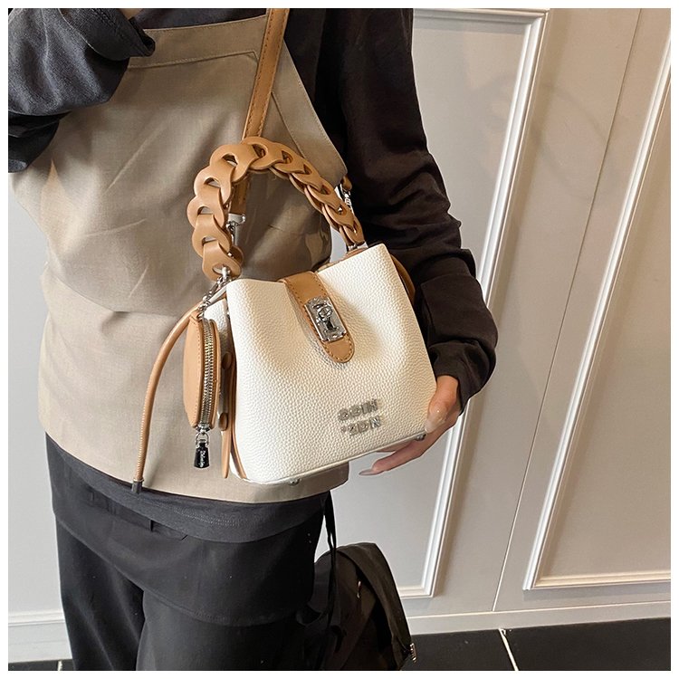 Women's PU Leather Chain Handle Bucket Bag detail 25