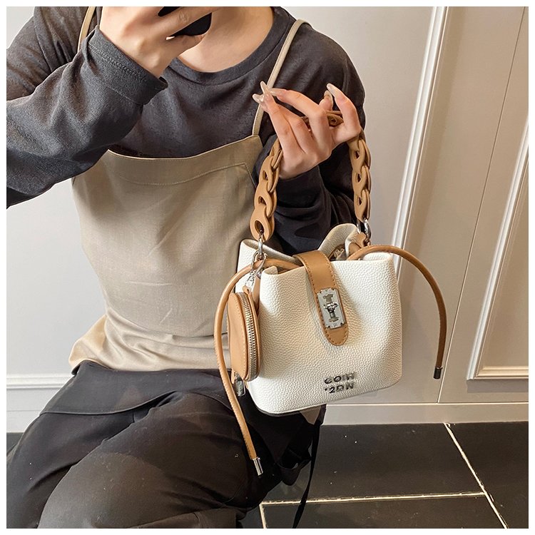 Women's PU Leather Chain Handle Bucket Bag detail 26