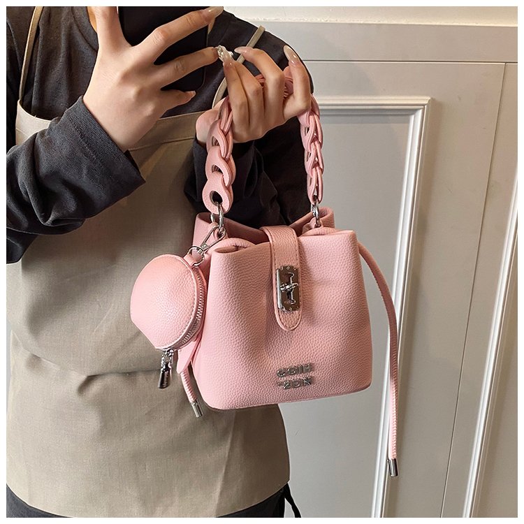 Women's PU Leather Chain Handle Bucket Bag detail 30