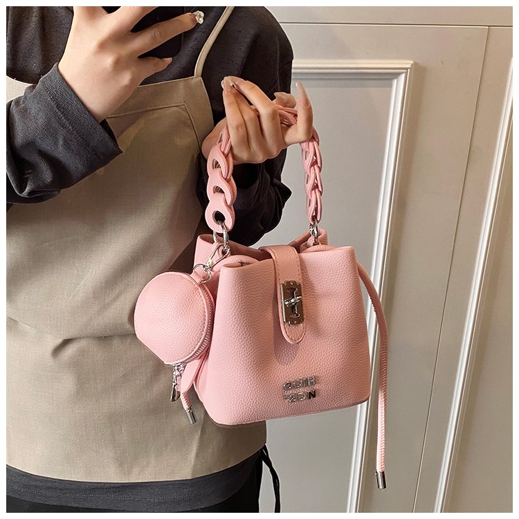 Women's PU Leather Chain Handle Bucket Bag detail 33
