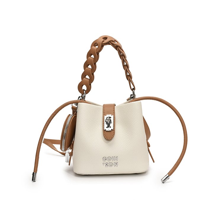 Women's PU Leather Chain Handle Bucket Bag view 3