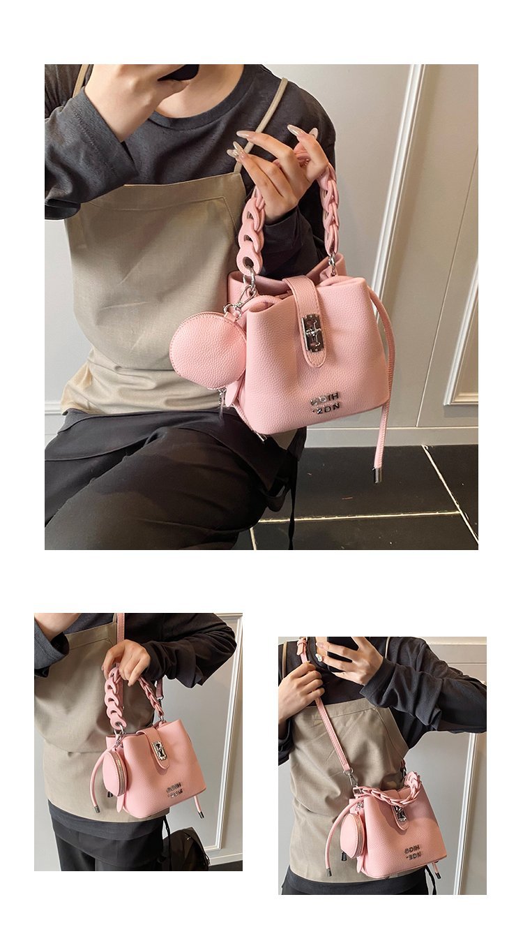 Women's PU Leather Chain Handle Bucket Bag detail 5