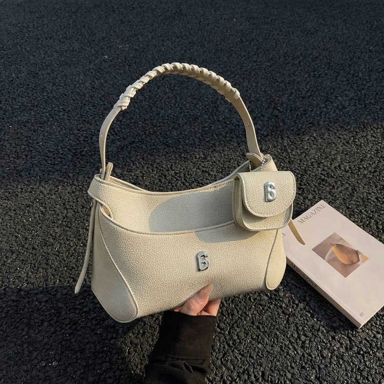Women's PU Leather Chain Handle Crescent Shoulder Bag view 2
