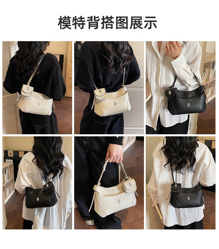 Women's PU Leather Chain Handle Crescent Shoulder Bag detail 14