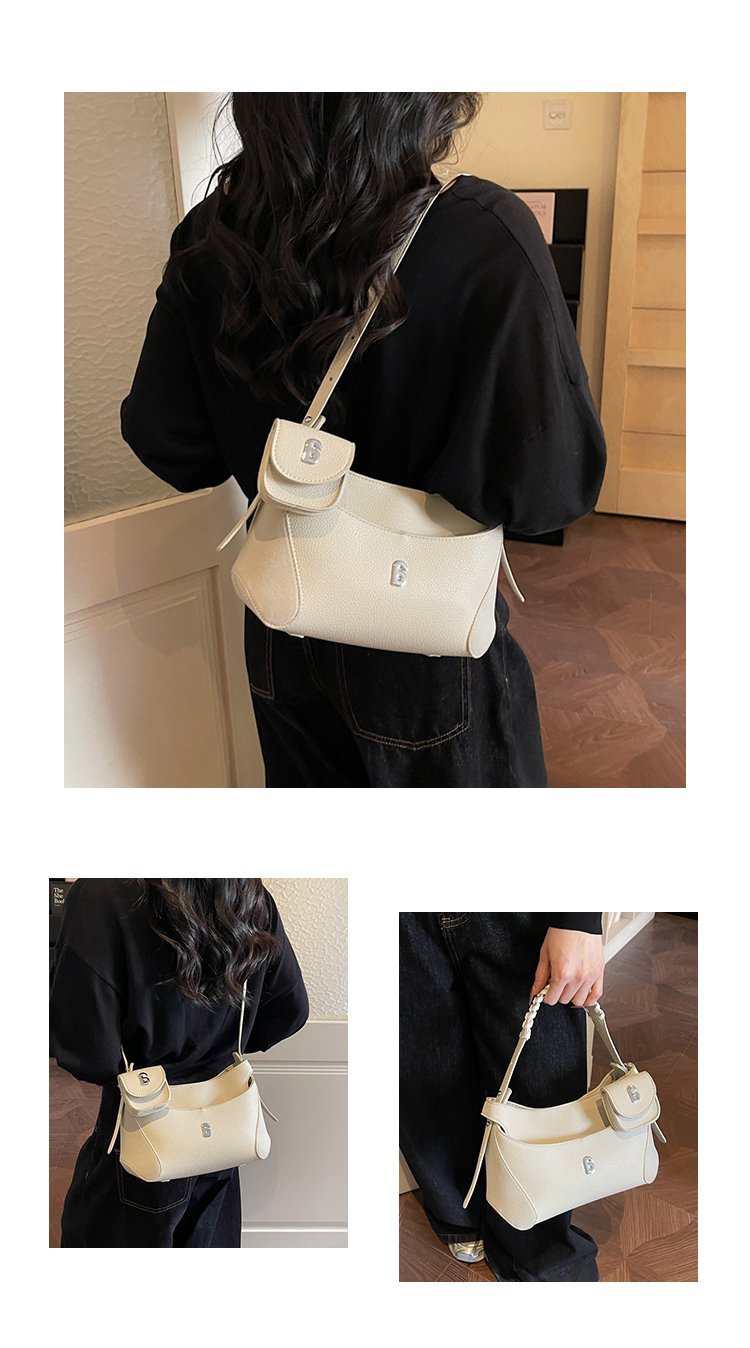 Women's PU Leather Chain Handle Crescent Shoulder Bag detail 15