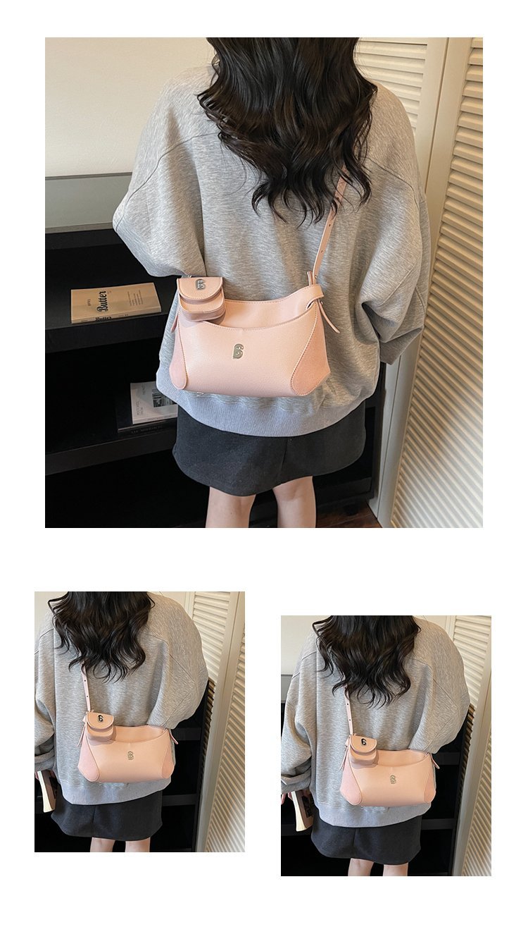 Women's PU Leather Chain Handle Crescent Shoulder Bag detail 16
