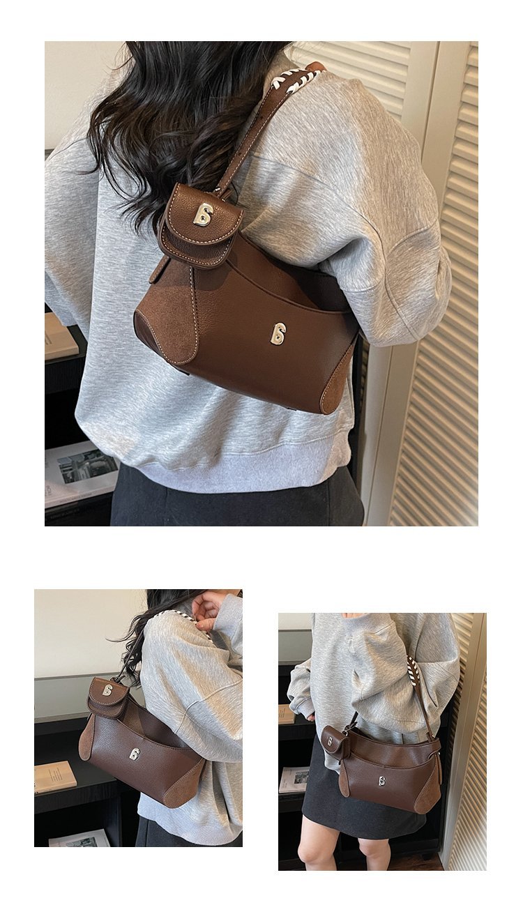 Women's PU Leather Chain Handle Crescent Shoulder Bag detail 17