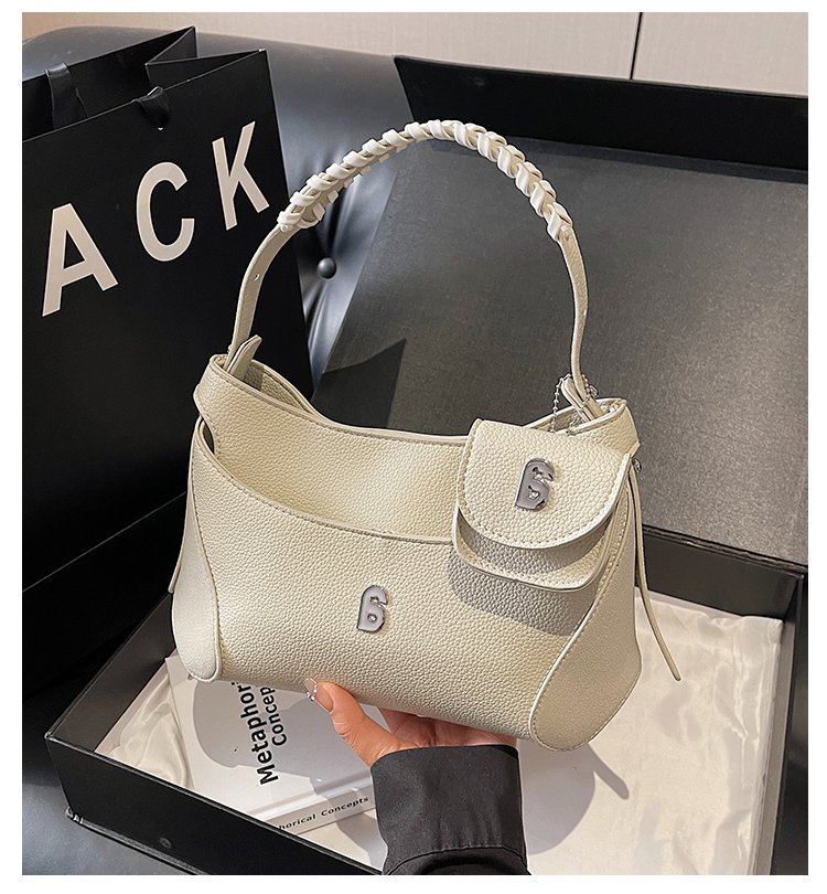 Women's PU Leather Chain Handle Crescent Shoulder Bag detail 1
