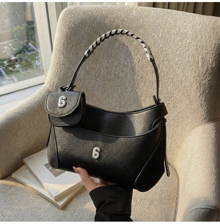 Women's PU Leather Chain Handle Crescent Shoulder Bag detail 20