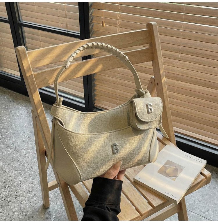 Women's PU Leather Chain Handle Crescent Shoulder Bag detail 24