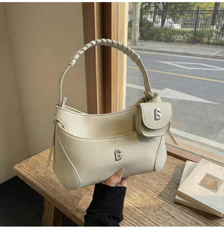Women's PU Leather Chain Handle Crescent Shoulder Bag detail 25