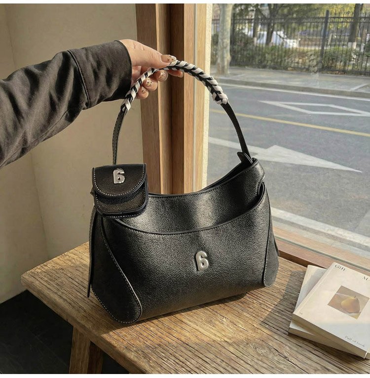 Women's PU Leather Chain Handle Crescent Shoulder Bag detail 26