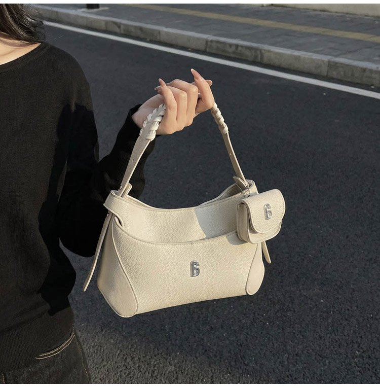 Women's PU Leather Chain Handle Crescent Shoulder Bag detail 28