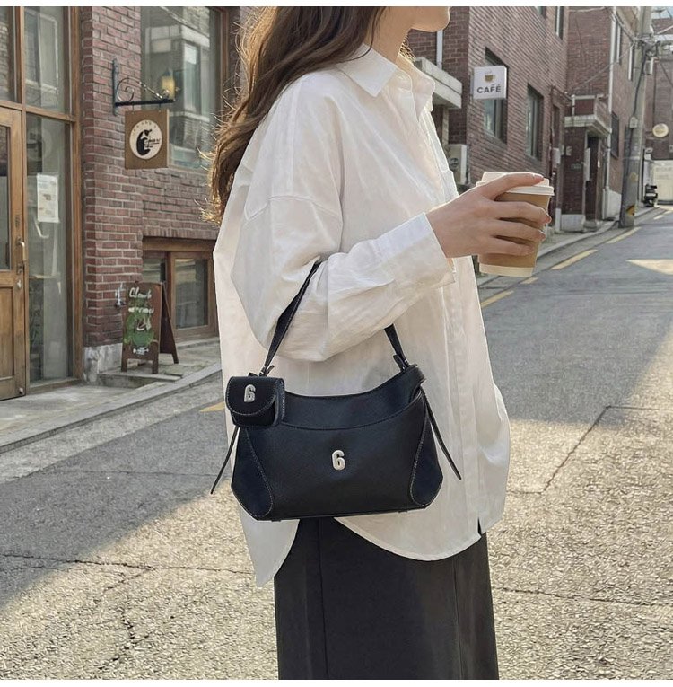 Women's PU Leather Chain Handle Crescent Shoulder Bag detail 30