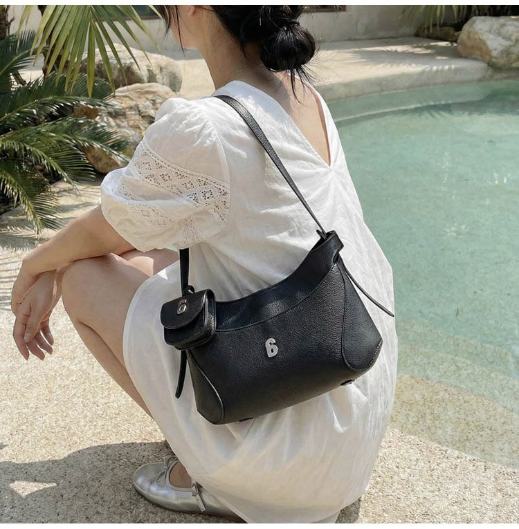 Women's PU Leather Chain Handle Crescent Shoulder Bag detail 35