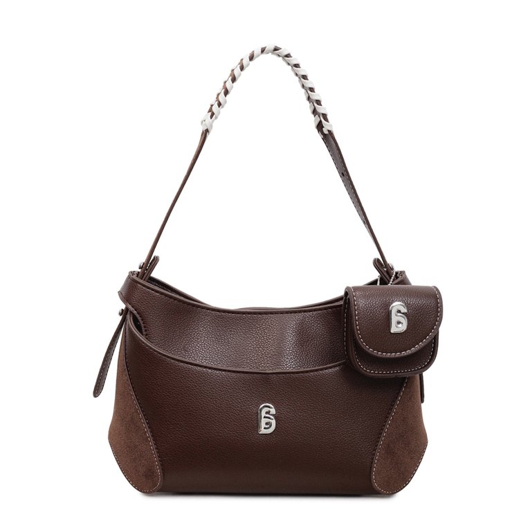 Women's PU Leather Chain Handle Crescent Shoulder Bag view 1