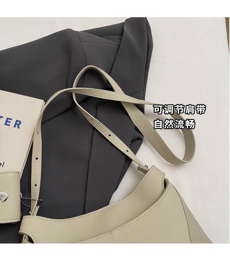 Women's PU Leather Chain Handle Crescent Shoulder Bag detail 7