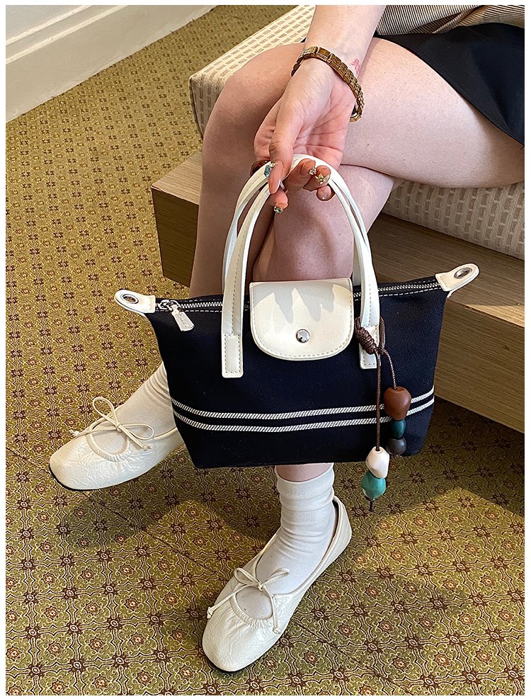 Women's PU Leather & Cloth Contrast Trim Bucket Bag detail 15