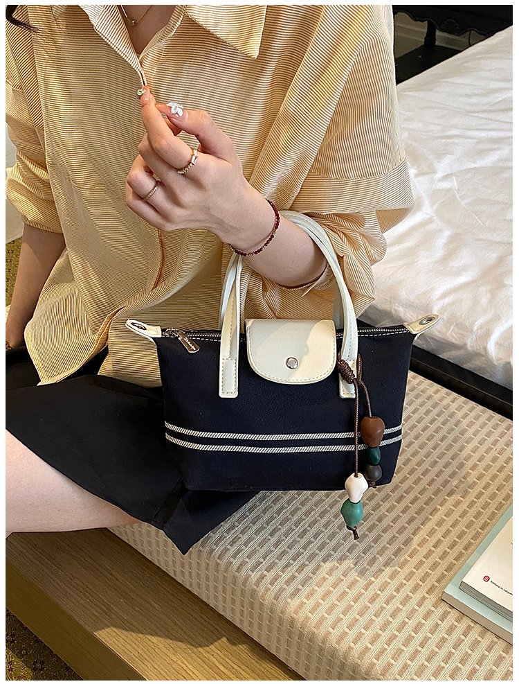 Women's PU Leather & Cloth Contrast Trim Bucket Bag detail 16
