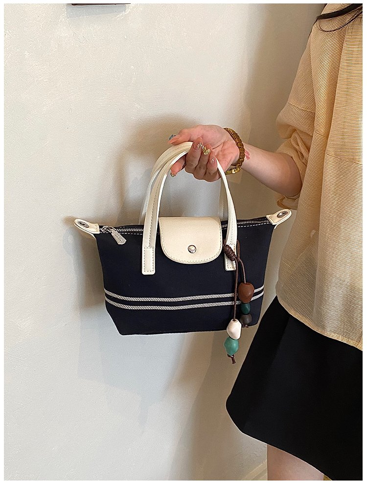 Women's PU Leather & Cloth Contrast Trim Bucket Bag detail 17