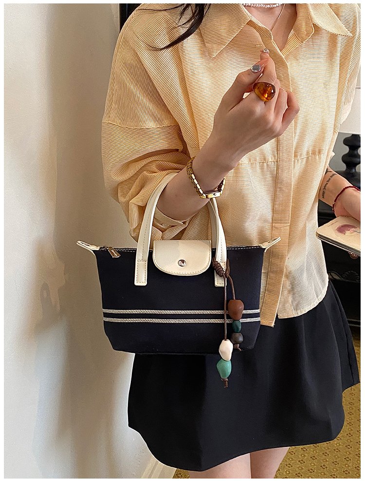 Women's PU Leather & Cloth Contrast Trim Bucket Bag detail 18