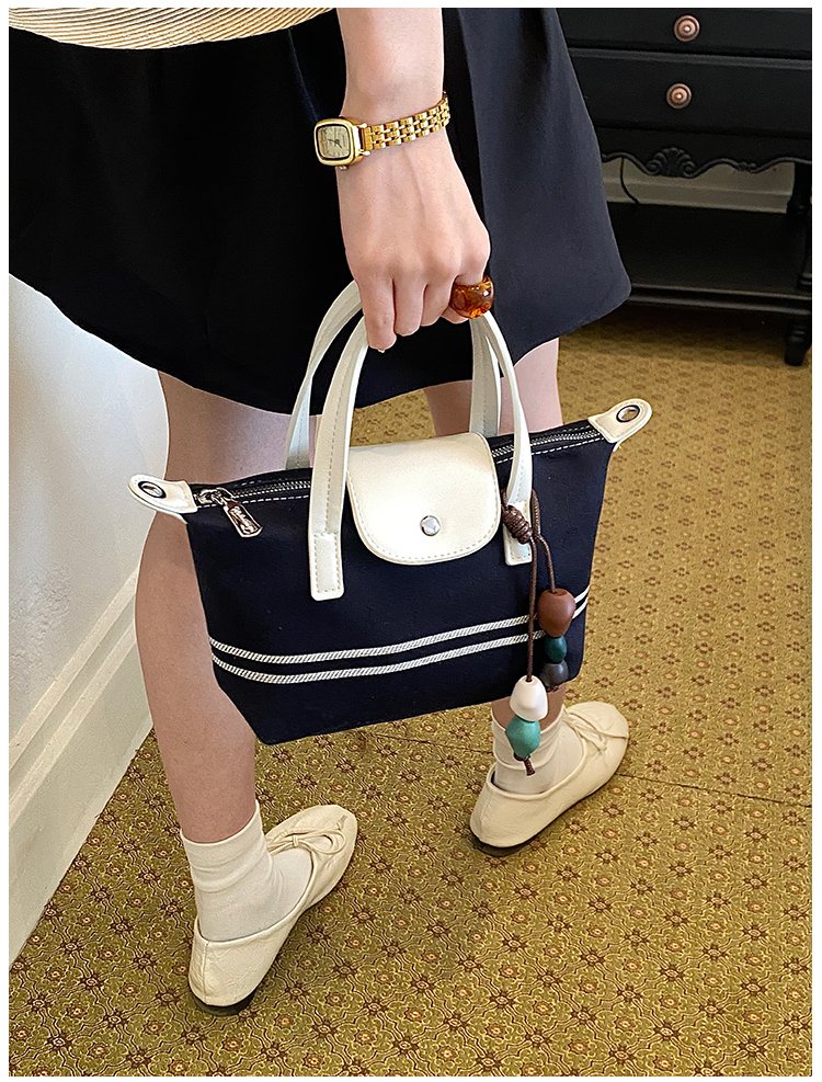 Women's PU Leather & Cloth Contrast Trim Bucket Bag detail 19