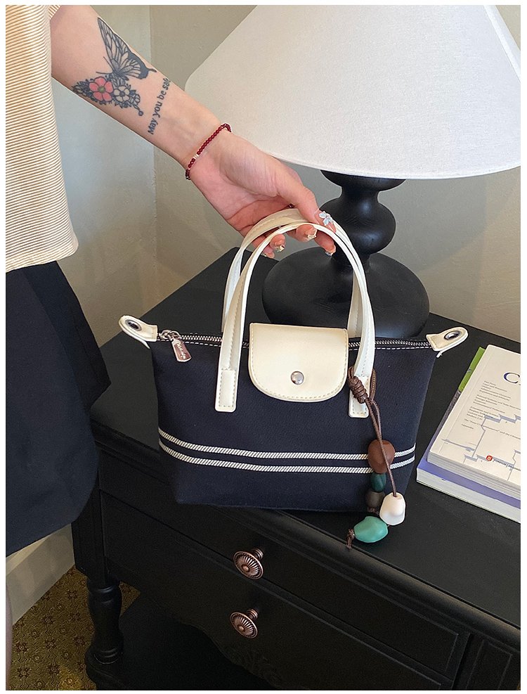 Women's PU Leather & Cloth Contrast Trim Bucket Bag detail 22