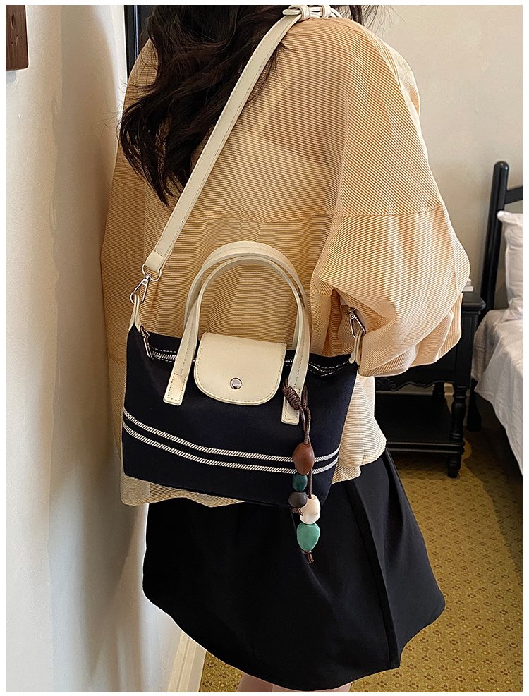 Women's PU Leather & Cloth Contrast Trim Bucket Bag detail 23