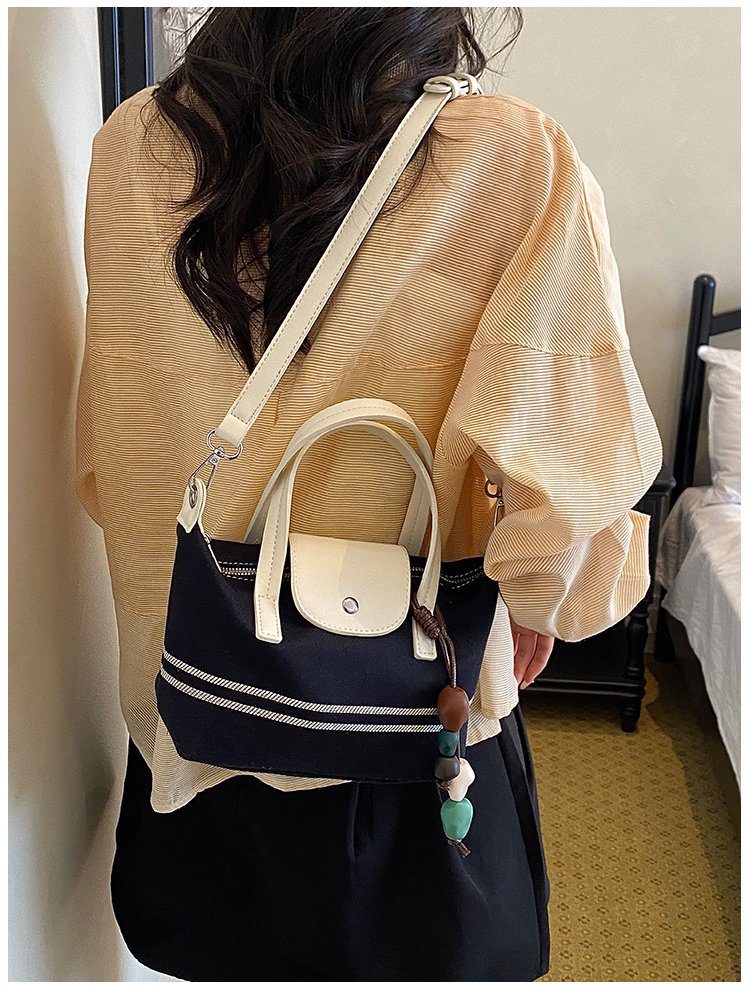 Women's PU Leather & Cloth Contrast Trim Bucket Bag detail 24