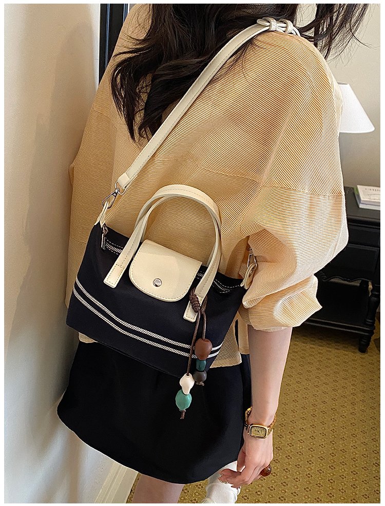 Women's PU Leather & Cloth Contrast Trim Bucket Bag detail 26