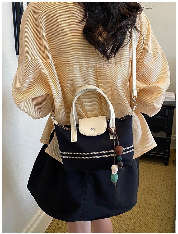 Women's PU Leather & Cloth Contrast Trim Bucket Bag detail 28