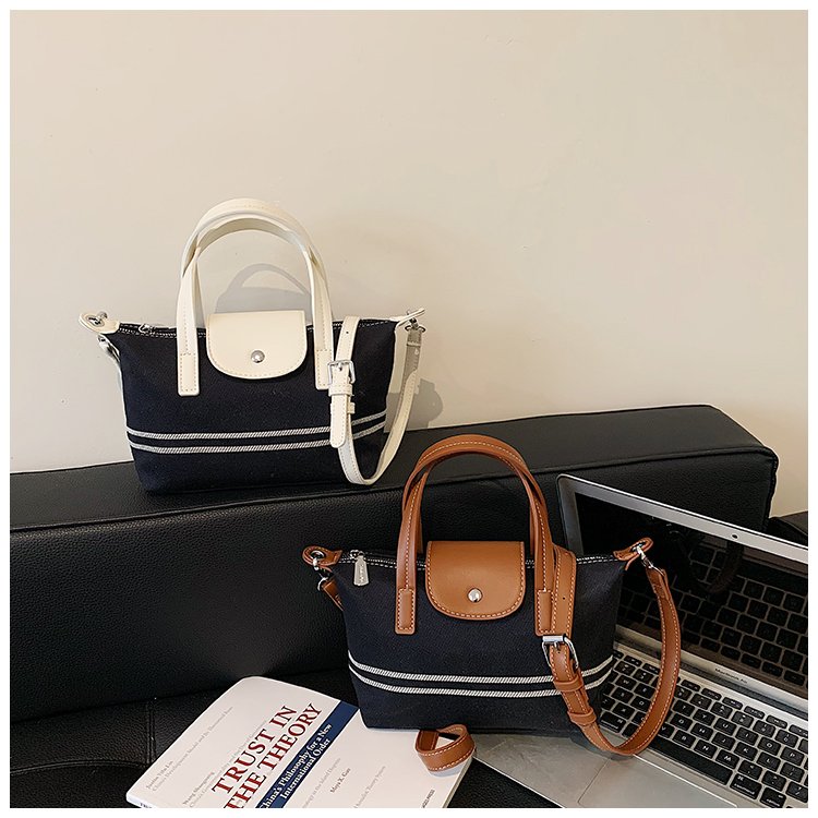Women's PU Leather & Cloth Contrast Trim Bucket Bag detail 2