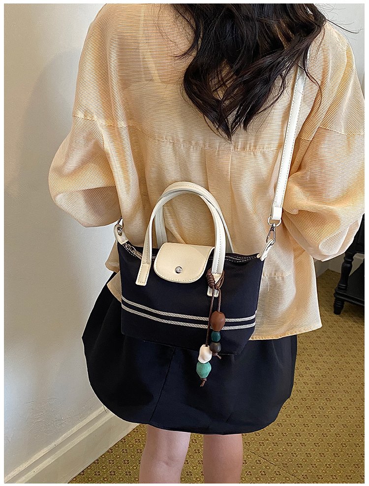 Women's PU Leather & Cloth Contrast Trim Bucket Bag detail 29