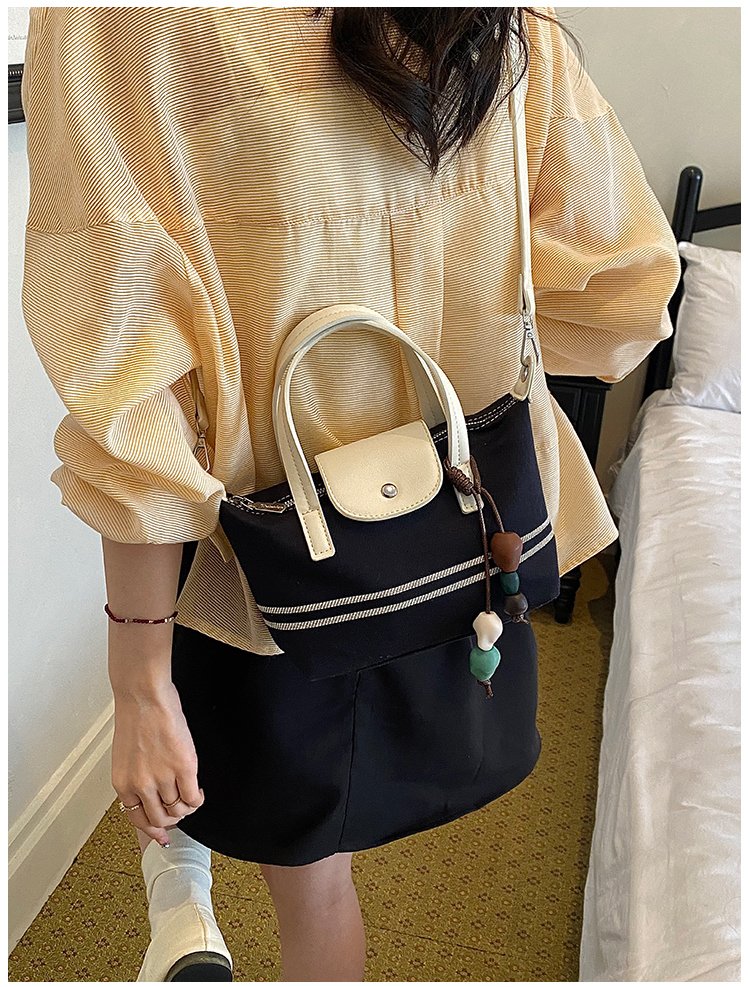 Women's PU Leather & Cloth Contrast Trim Bucket Bag detail 31