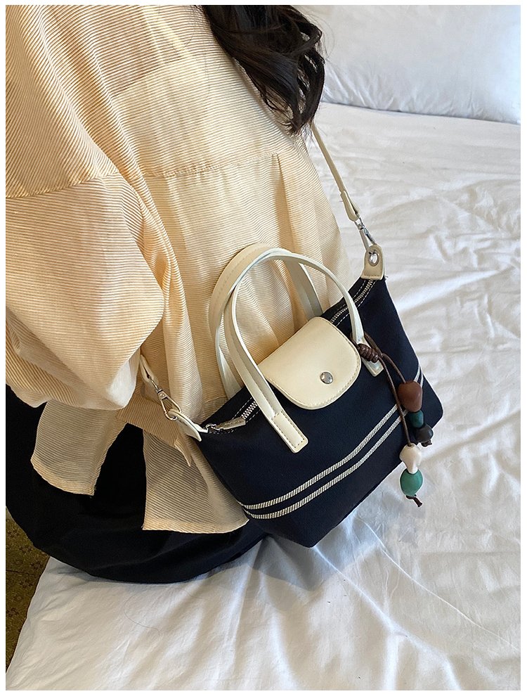 Women's PU Leather & Cloth Contrast Trim Bucket Bag detail 32