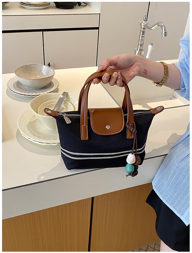 Women's PU Leather & Cloth Contrast Trim Bucket Bag detail 33