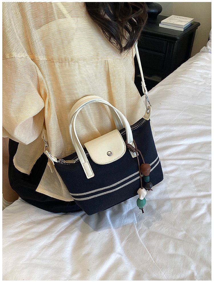 Women's PU Leather & Cloth Contrast Trim Bucket Bag detail 34
