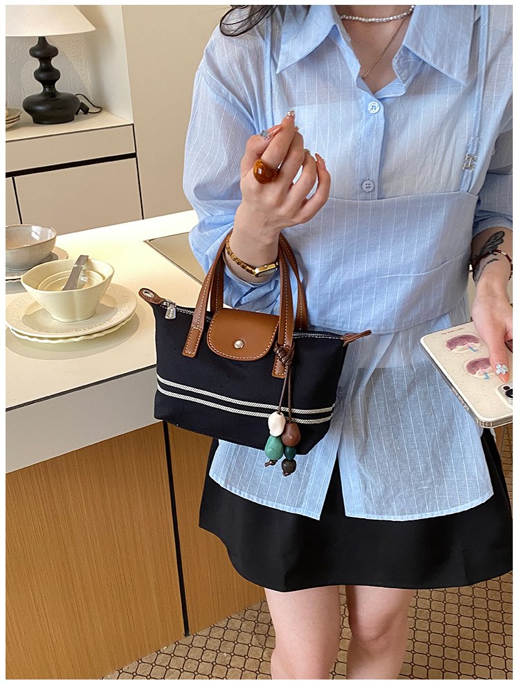 Women's PU Leather & Cloth Contrast Trim Bucket Bag detail 35