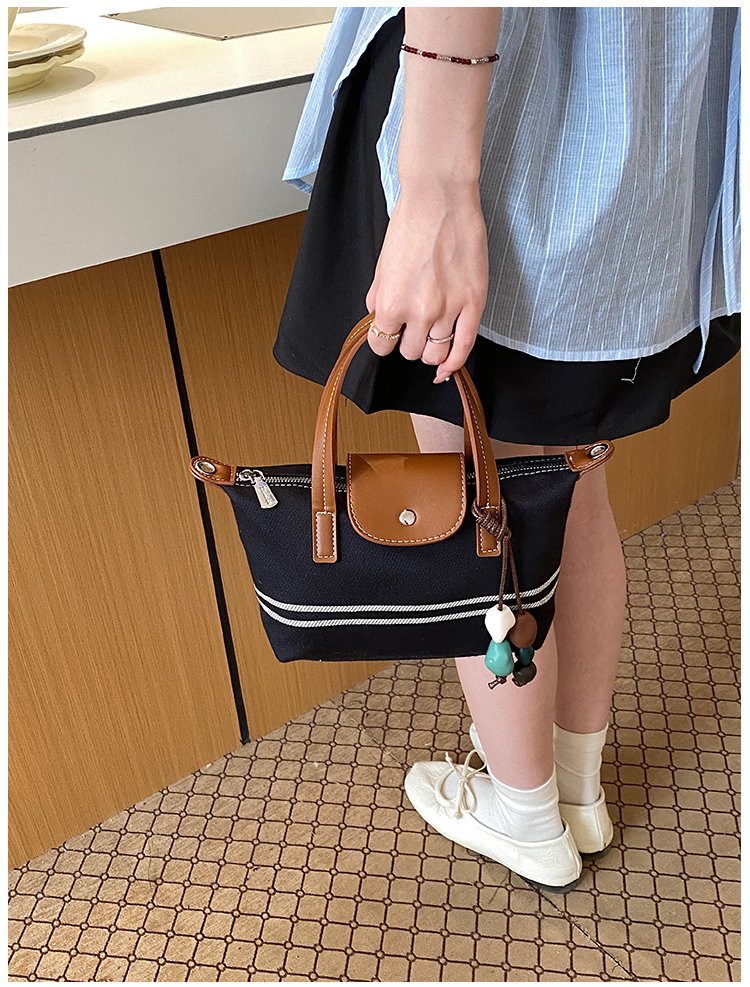 Women's PU Leather & Cloth Contrast Trim Bucket Bag detail 38