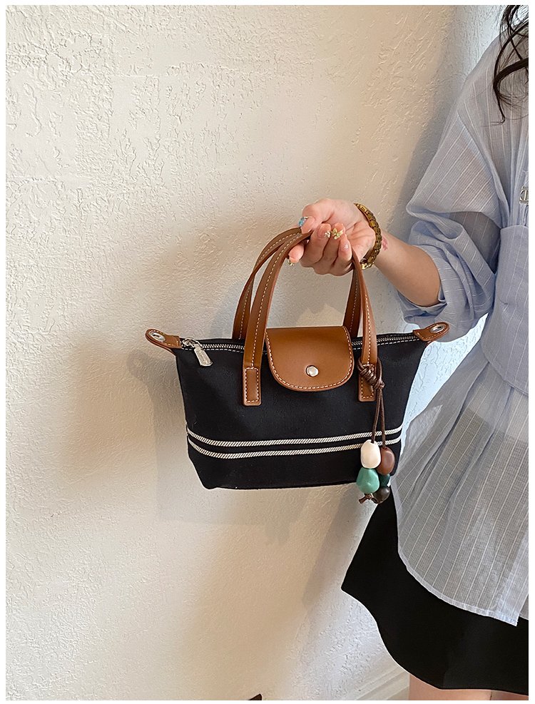 Women's PU Leather & Cloth Contrast Trim Bucket Bag detail 39