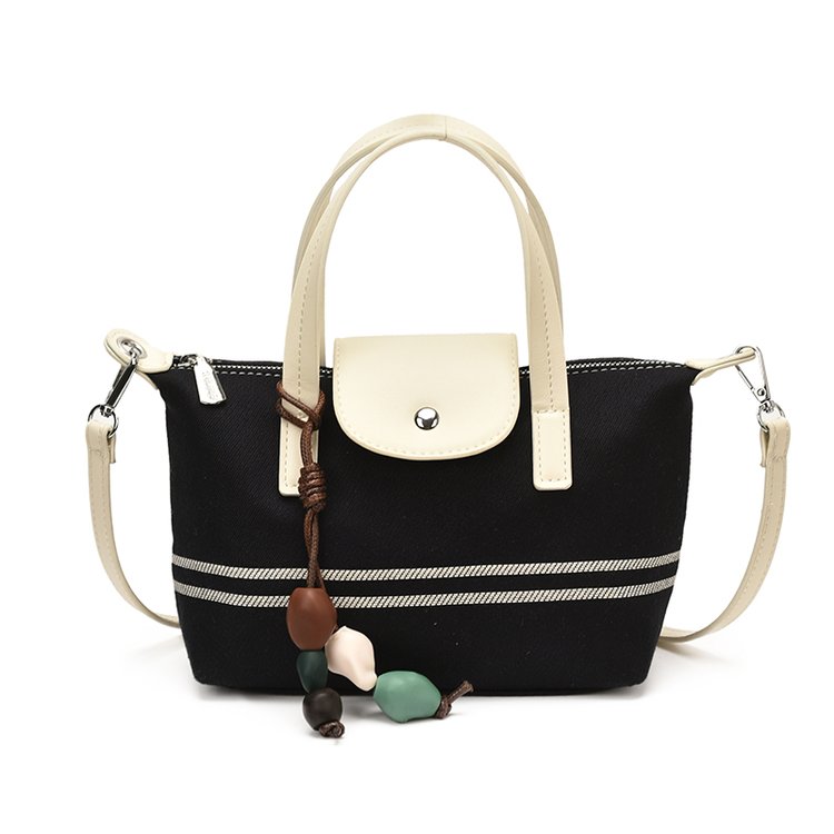Women's PU Leather & Cloth Contrast Trim Bucket Bag view 5